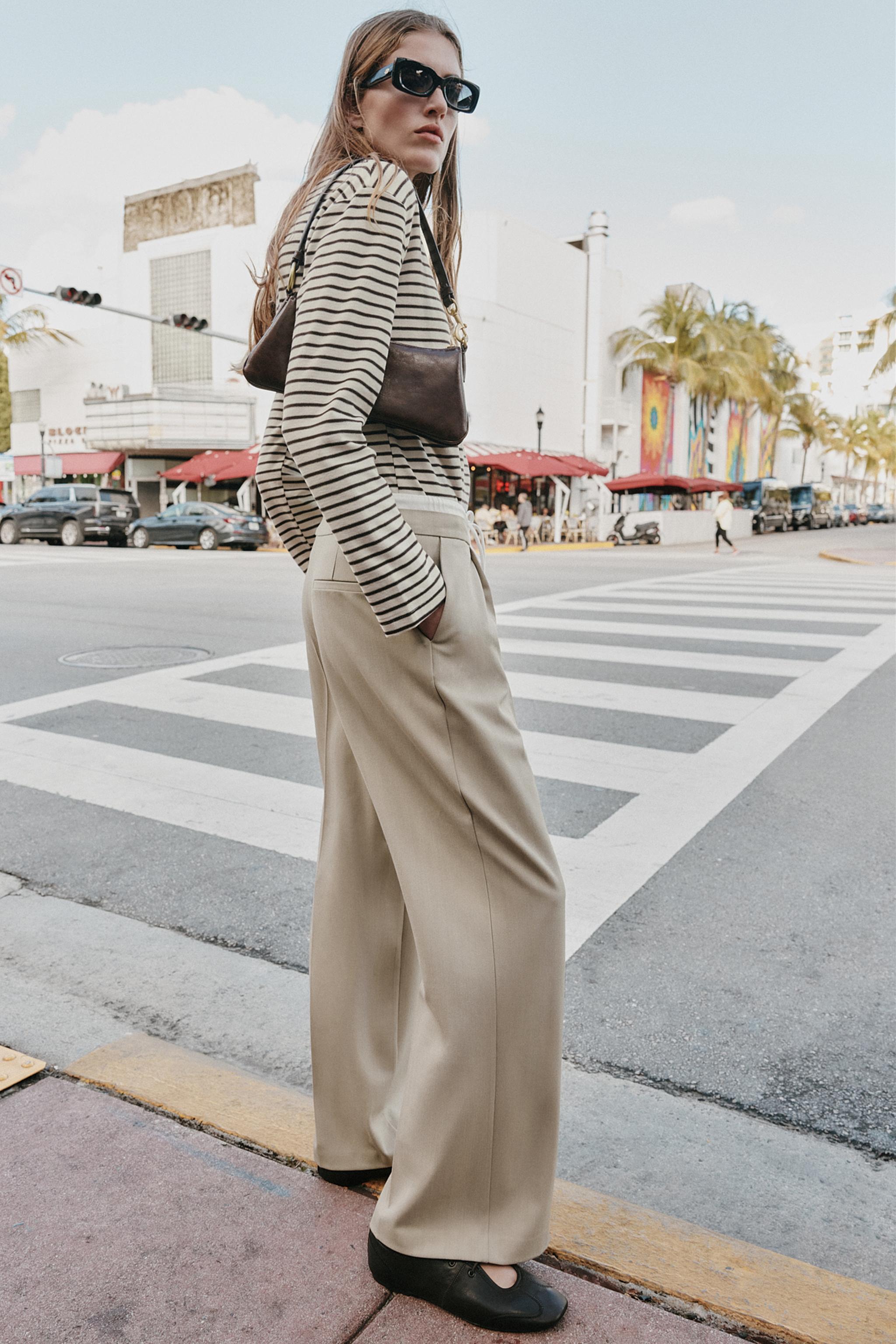 WIDE LEG PANTS WITH DOUBLE WAISTBAND